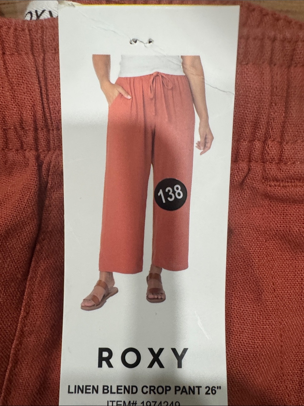Roxy Linen-Blend Cropped Wide-Leg Pants in Rust